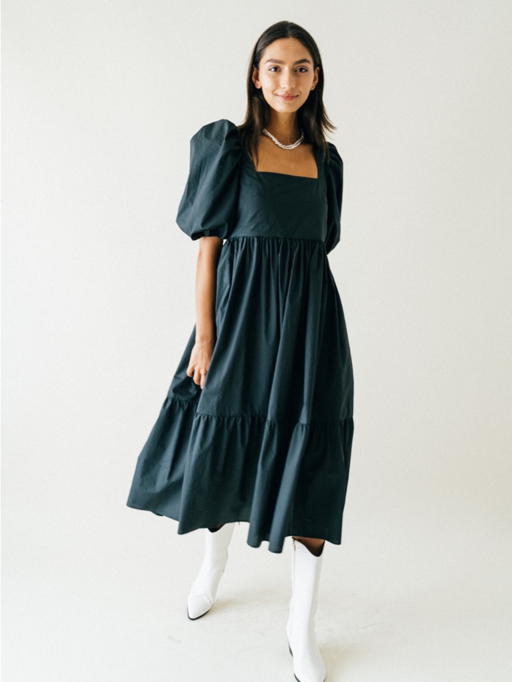 A Bronze Age Serenity Puff Dress Green